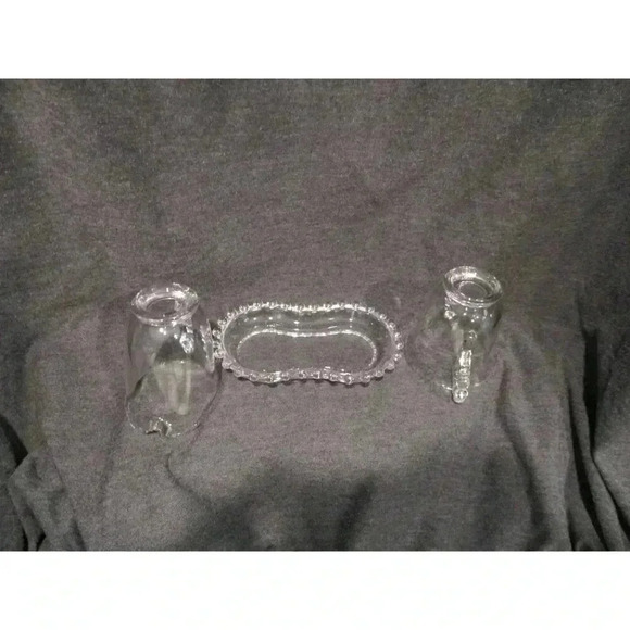 Sugar/Cream with Tray Vntg‎ Imperial Glass Candlewick  kitchenware knobby clear - Picture 6 of 9